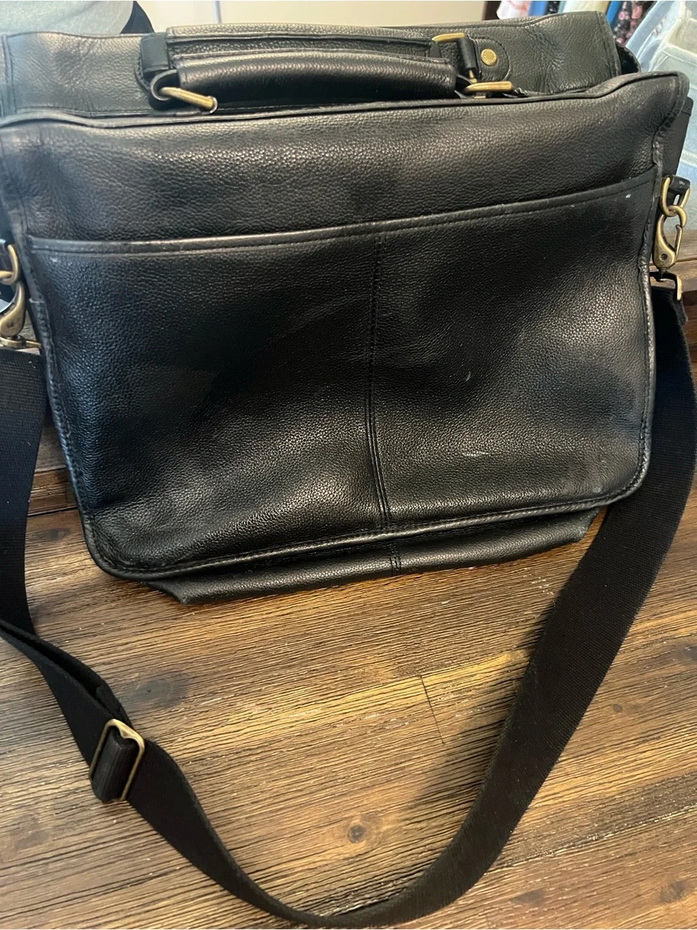 Barbour black leather